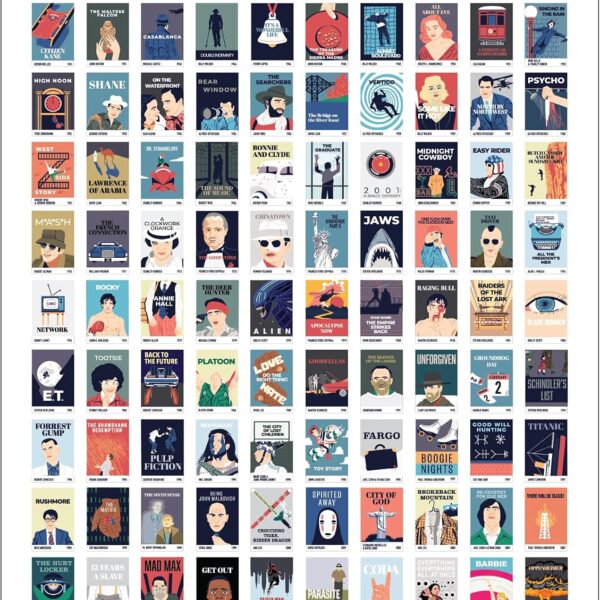 Pop Chart | 100 Essential Movies Scratch-Off Chart | 12" x 16" Scratch-Off Poster | Original Bucket List Poster of Must-See Movies | Featured in Wirecutter and on Huckberry