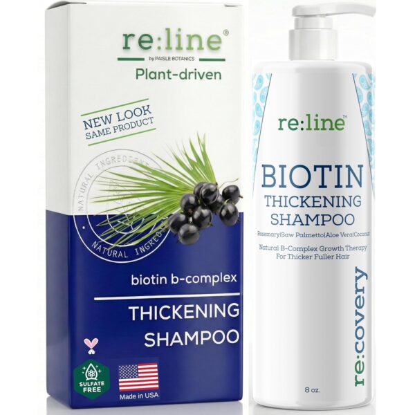 Paisle Botanics Biotin Thickening Shampoo Natural Volumizing Formula for Fine or Thinning Hair and Fuller Looking Volume Sulfate & Paraben Free, Color Safe for Women and Men 8 fl oz