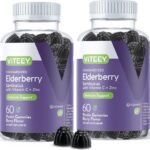 Viteey Sambucus Elderberry Gummies for Adults | Elderberry Vitamin C and Zinc Immunity Gummies - Vegan, Gluten-Free  120 Count