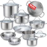 Mueller 17-Piece Stainless Steel Pots and Pans Set  Tri-Ply Ultra-Clad Pro Cookware Set, Induction Ready, Oven Safe, Even-Heat Aluminum Core, Includes Skillets, Saucepans, Dutch Oven, Stockpot