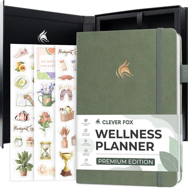 Clever Fox Wellness Planner Premium Daily Lifestyle Journal to Support Health, Nutrition & Exercise Healthy Living Journal with Meal, Exercise & Habit Trackers Lasts 3 Months (Cypress)