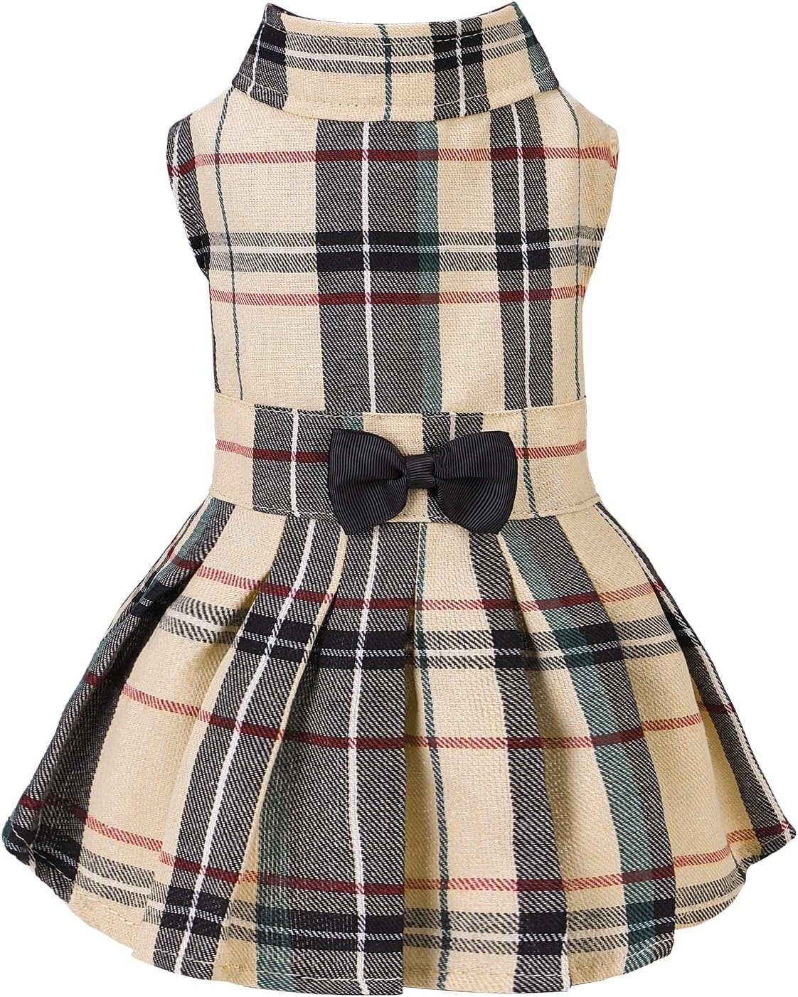 PUPTECK Classic Beige Plaid Dog Dress with Bow Puppy Skirt Clothes S | Cute Chic Cat Puppy Clothes for Small Medium Large Dogs Girl Pet Apparel Outfits Costume for Birthday Wedding Party Holiday PUPTECK Classic Beige Plaid Dog Dress with Bow Puppy Skirt Clothes S | Cute Chic Cat Puppy Clothes for Small Medium Large Dogs Girl Pet Apparel Outfits Costume for Birthday Wedding Party Holiday