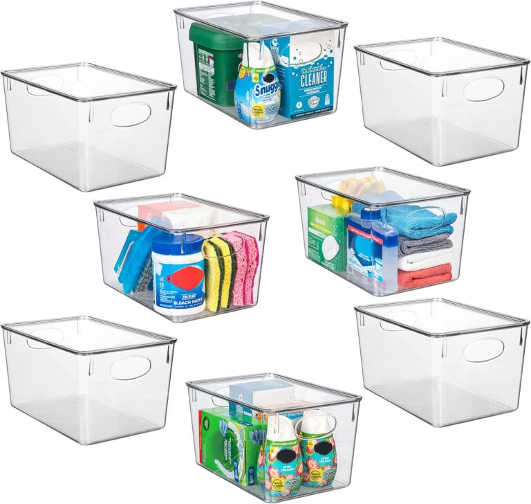CLEARSPACE Plastic Storage Bins With lids  Perfect Kitchen Fridge Organizer, Pantry Organization, Cabinet Organizers (8 Pack)
