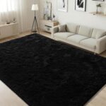 ISEAU Black Rug Super Soft Shaggy 4x6 Feet Rugs for Bedroom, Fluffy Area Rug for Living Room Floor Rug, Fuzzy and Comfy Carpet Nursery Shag Rug for Kids Boys Room Decor