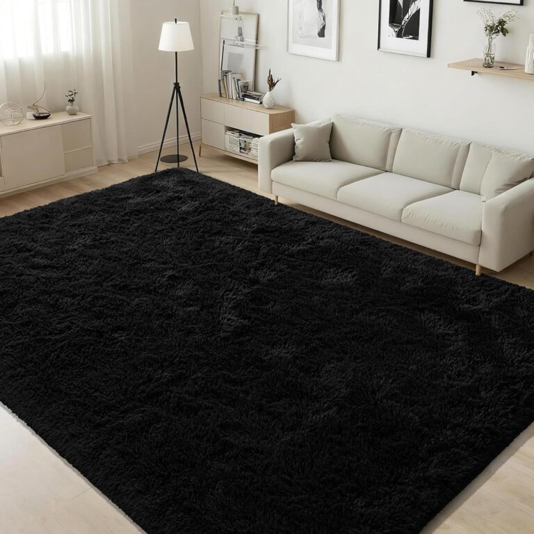 ISEAU Black Rug Super Soft Shaggy 4x6 Feet Rugs for Bedroom, Fluffy Area Rug for Living Room Floor Rug, Fuzzy and Comfy Carpet Nursery Shag Rug for Kids Boys Room Decor