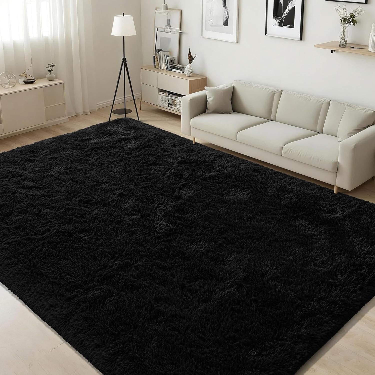 ISEAU Black Rug Super Soft Shaggy 4x6 Feet Rugs for Bedroom, Fluffy Area Rug for Living Room Floor Rug, Fuzzy and Comfy Carpet Nursery Shag Rug for Kids Boys Room Decor ISEAU Black Rug Super Soft Shaggy 4x6 Feet Rugs for Bedroom, Fluffy Area Rug for Living Room Floor Rug, Fuzzy and Comfy Carpet Nursery Shag Rug for Kids Boys Room Decor