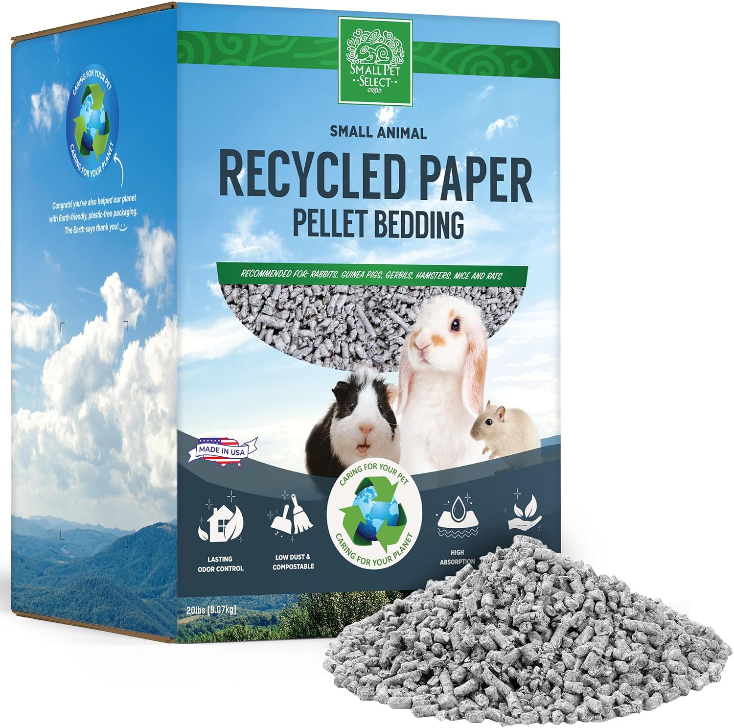 Small Pet Select Recycled Paper Pellet Bedding, Litter for Rabbit, Guinea Pig, Hamster, Bunny and Other Small Animals, 20lb Small Pet Select Recycled Paper Pellet Bedding, Litter for Rabbit, Guinea Pig, Hamster, Bunny and Other Small Animals, 20lb
