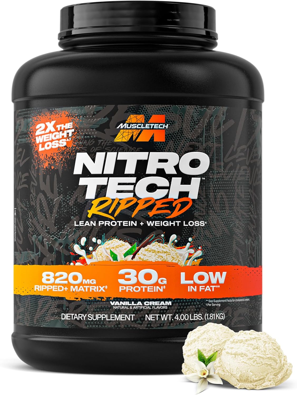 Muscletech Whey Protein Powder (Vanilla Cream, 4LB) - Nitro-Tech Ripped Whey Protein Isolate & Peptides Smoothie Mix for Lean Muscle & Fast Recovery - 30g of Whey Protein for Women & Men Muscletech Whey Protein Powder (Vanilla Cream, 4LB) - Nitro-Tech Ripped Whey Protein Isolate & Peptides Smoothie Mix for Lean Muscle & Fast Recovery - 30g of Whey Protein for Women & Men
