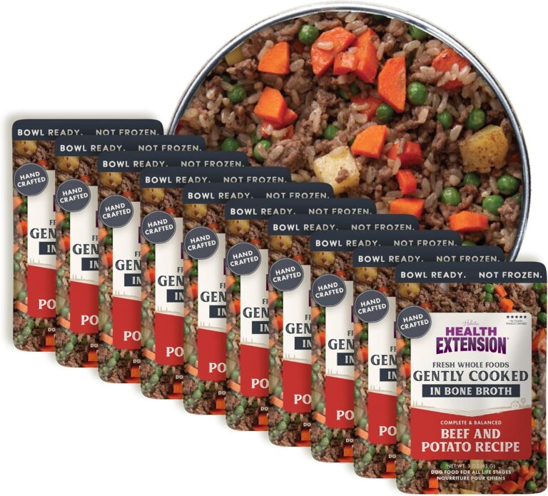 Health Extension Gently Cooked Beef & Potato Dog Food, Human-Grade & Shelf-Stable with Superfoods, Supports Digestion, Immunity, Skin & Coat, 3 oz Pouch (Pack of 10)