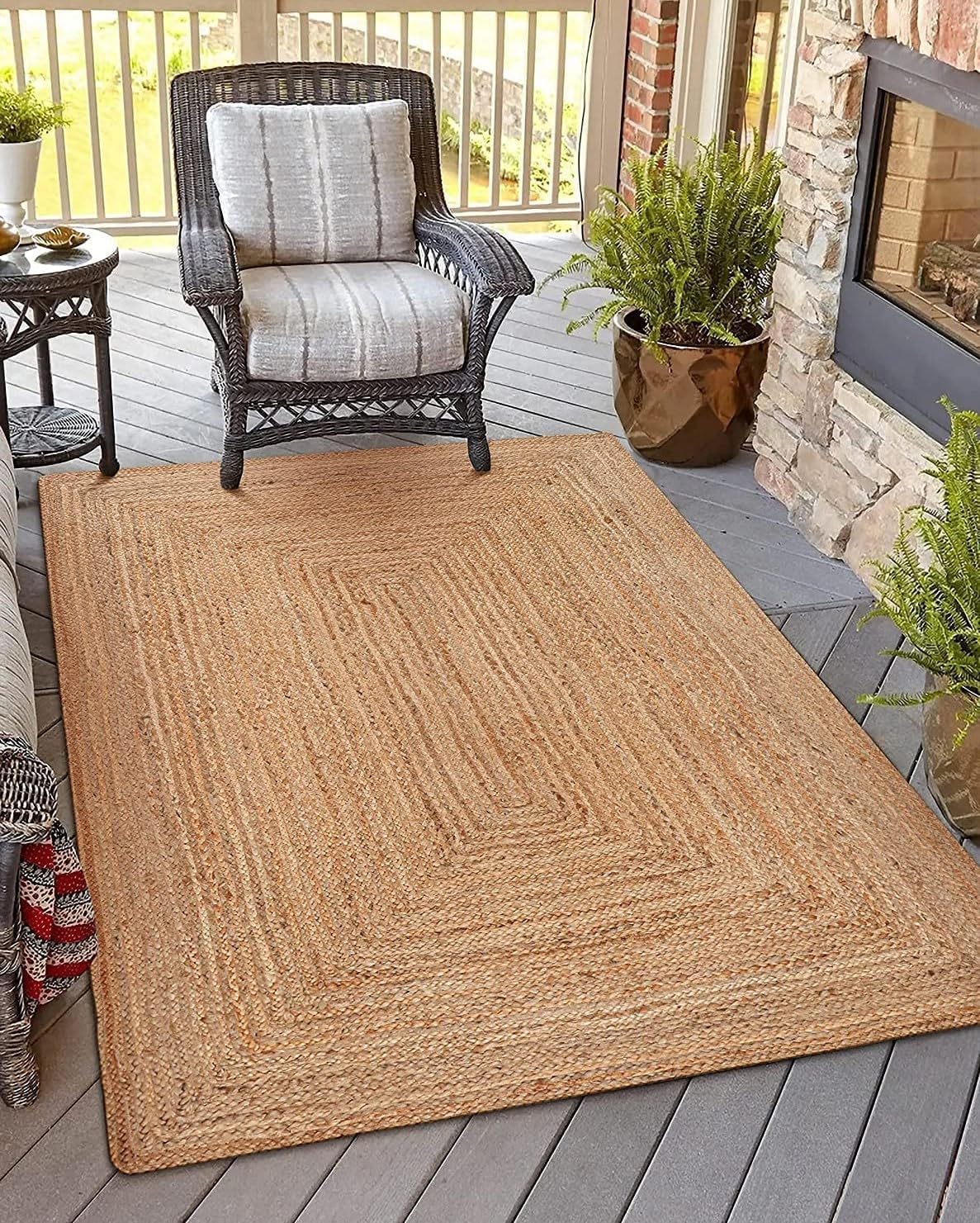 KEMA Jute Braided Area Rug, 4x6 Feet (48x72 Inches) - Rustic Vintage Braided Reversible Rectangular Rug, Shag Rugs for Bedroom, Jute Kitchen Rug, Living Room Rugs KEMA Jute Braided Area Rug, 4x6 Feet (48x72 Inches) - Rustic Vintage Braided Reversible Rectangular Rug, Shag Rugs for Bedroom, Jute Kitchen Rug, Living Room Rugs
