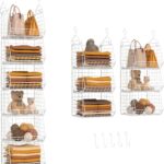 X-cosrack 6 Tier Closet Hanging Organizer, Clothes Hanging Shelves with 4 Hanging Hooks 5 S Hooks, Wire Storage Basket Bins, for Clothing Sweaters Shoes Handbags Clutches Accessories Patent