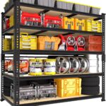 PrimeZone Heavy Duty Garage Storage Shelves - 48" W X 24" D X 72" H Adjustable Metal Shelving Unit, 5 Tier Industrial Shelves for Storage Standing Utility Rack for Warehouse, Pantry, Basement, Black