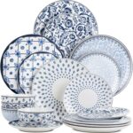 BTaT- Ceramic Dinnerware Sets for 4, 12 pcs, Porcelain Plates and Bowls, Ceramic Dish Set, Microwave & Dishwasher Safe