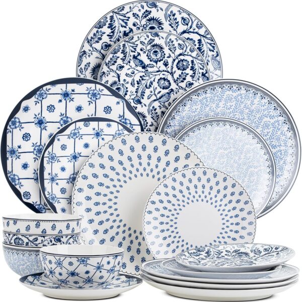 BTaT- Ceramic Dinnerware Sets for 4, 12 pcs, Porcelain Plates and Bowls, Ceramic Dish Set, Microwave & Dishwasher Safe