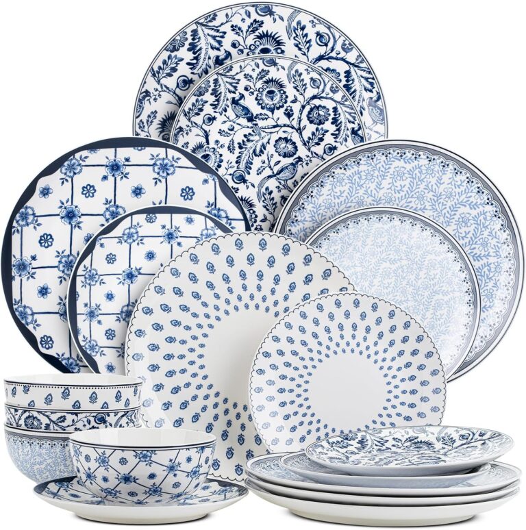 BTaT- Ceramic Dinnerware Sets for 4, 12 pcs, Porcelain Plates and Bowls, Ceramic Dish Set, Microwave & Dishwasher Safe