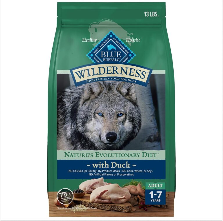 Blue Buffalo Wilderness with Duck High Protein Dry Dog Food for Adult Dogs, 34% Protein, Supports Immunity with Antioxidant-Rich LifeSource Bits, 13 lbs.