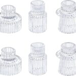Vixdonos Glass Candlestick Holders Tealight Candle Holders for Table Centerpieces, Wedding Decor and Dinner Party (6 Pcs, Clear)