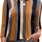 XIEERDUO 3/4 Length Sleeve Womens Tops Round Neck Casual Tunic Tops Basic Pleated Shirts Loose Fit 2026