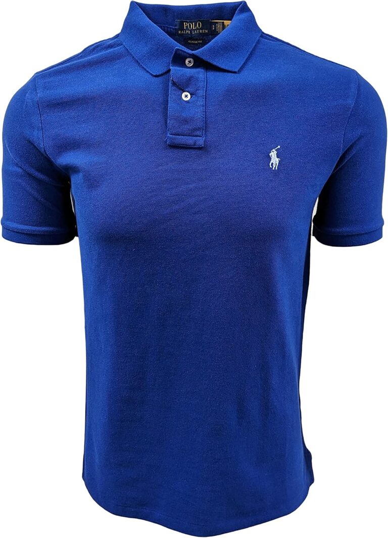 POLO RALPH LAUREN Mens Classic Fit Mesh Polo Shirt (Small, Royal Blue (Light Blue Pony))