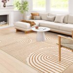 Lahome Abstract Machine Washable Rugs 8x10, Ultra-Thin Soft 8x10 Rugs for Living Room Office, Non-Slip Bedroom Rug Large Carpet Non-Shedding Accent Rug for Office Dining Room Darrell (8x10ft,Orange)