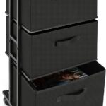 MAX Houser Dresser Storage with 3 Drawers, Fabric Dresser Tower, Vertical Storage Unit for Bedroom, Closet, Office, Black