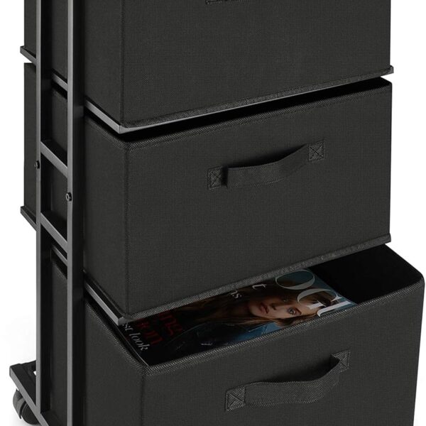 MAX Houser Dresser Storage with 3 Drawers, Fabric Dresser Tower, Vertical Storage Unit for Bedroom, Closet, Office, Black