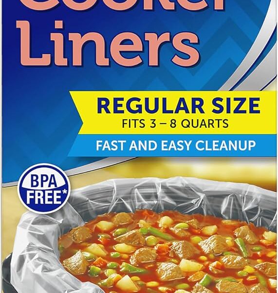Reynolds Kitchens Slow Cooker Liners, 6 Pack, Fits 3-8 Quart Round and Oval Slow Cookers, BPA-Free Nylon Blend Construction, Heat-Resistant Up to 400F, Prevents Stuck on Food