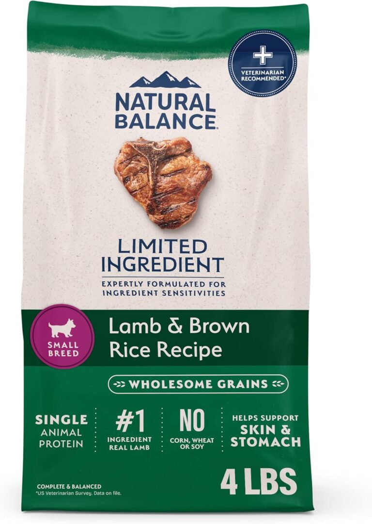 Natural Balance Limited Ingredient Small Breed Dry Dog Food - Complete Nutrition for Small Breeds - Wholesome Grains Brown Rice Recipe - Limited Ingredient Formula - 4 lb - Lamb & Brown Rice