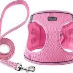 BOOMIBOO Dog Harness with Leash Set, No Pull Adjustable Reflective Step-in Puppy Pet Vest Harnesses for Small Medium Large Dogs and Cats,Pink S