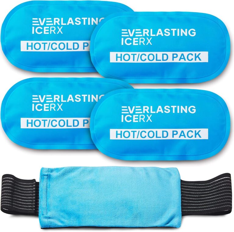 Gel Ice Packs for Injuries Reusable, Hot & Cold Gel Wrap (4 Pack), Adjustable & Flexible, Long Lasting Instant Compression for Back, Knees, Shoulders, Elbows, Neck, Foot & Ankle