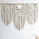 guzhiou large macrame wall hanging - Boho Tapestry Macrame Wall Decor Art- Chic Bohemian Handmade Woven Tapestry Home Decoration for Bedroom Living Room Apartment Wedding Party - 43"x32" (Wood bead)