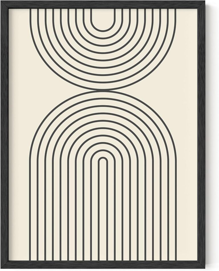 HAUS AND HUES Neutral Wall Art Print  Boho Mid Century Decor, Line Art and Geometric Geometric Design (12x16, Unframed)