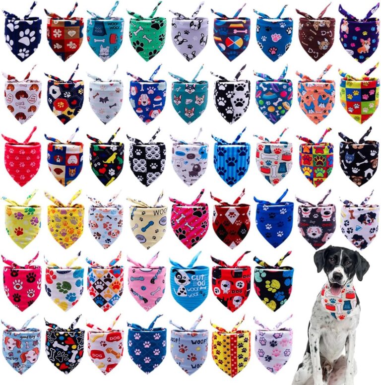50PCS Dog Paw Bandanas Bulk Large XL XXL XXXL Hemming Scarves