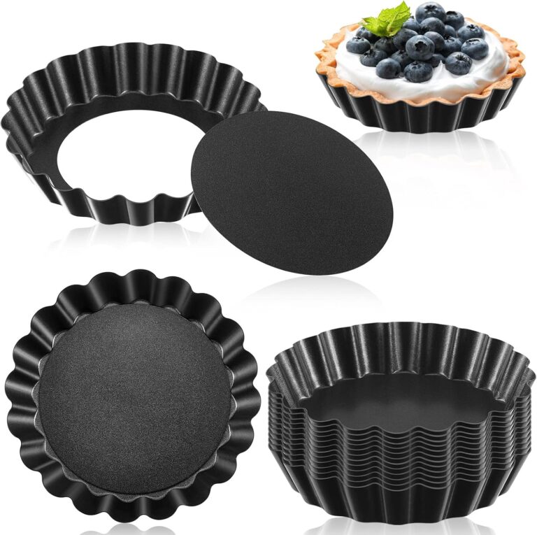 Tessco for you 16 Pcs Mini Tart Pans for Baking, 4 Inch Quiche Pans with Removable Bottom, Nonstick Egg Tartlets Molds Fluted Side Bakeware for Pie Fruit Tart Cheesecake Dessert (Black Gray Round)
