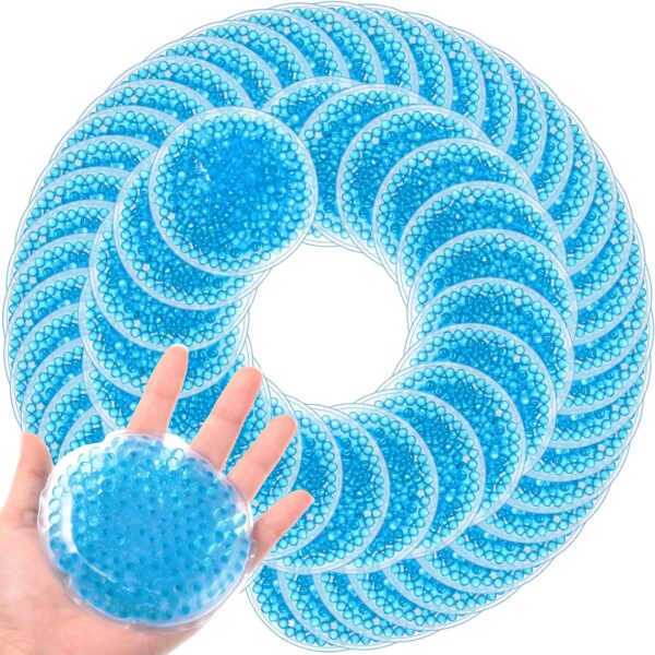 TrelaCo 60 Pcs Small Round Gel Ice Packs Reusable Hot & Cold Compress for Soothing Discomfort, Reducing Minor Swelling, Tired Eyes, Face, Neck(Blue)