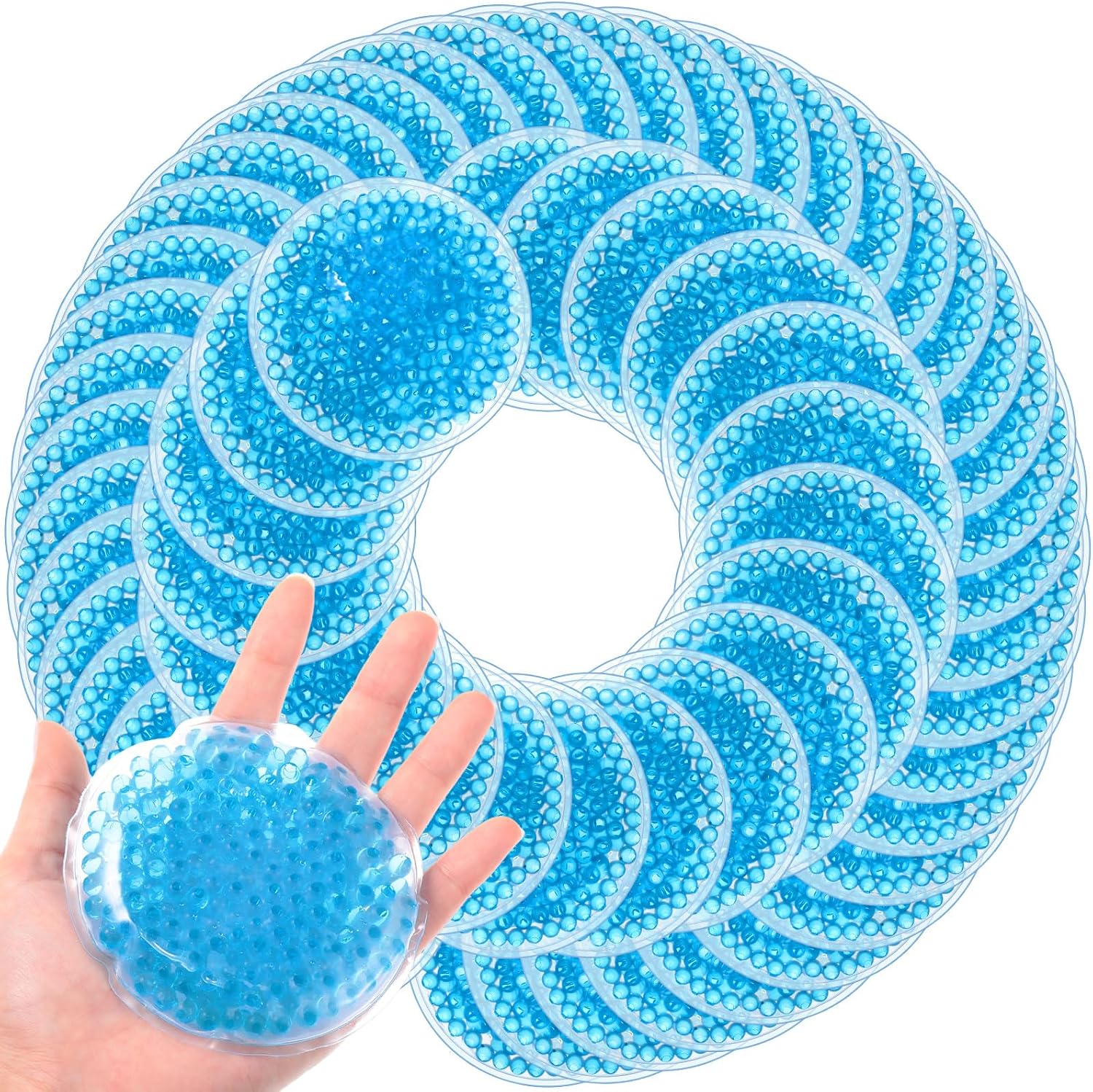 TrelaCo 60 Pcs Small Round Gel Ice Packs Reusable Hot & Cold Compress for Soothing Discomfort, Reducing Minor Swelling, Tired Eyes, Face, Neck(Blue) TrelaCo 60 Pcs Small Round Gel Ice Packs Reusable Hot & Cold Compress for Soothing Discomfort, Reducing Minor Swelling, Tired Eyes, Face, Neck(Blue)