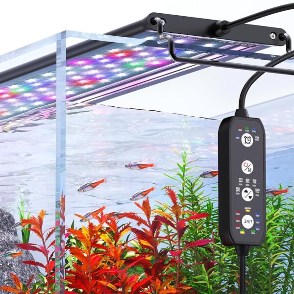 SEAOURA 24/7 Mode Led Aquarium Light for Plants Growth- Sunrise to Moonlight, 7 Colors, Adjustable Timer/Brightness, Full Spectrum Fish Tank Lights for 48 Inch to 54 Inch Tank
