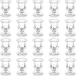 20 Pcs Glass Taper Candle Holders - Romadedi Clear Small Candlestick Holder Bulk, Thicker Glass Candle Sticks Set for Wedding Christmas Party Dining Table Table Centerpiece Decor