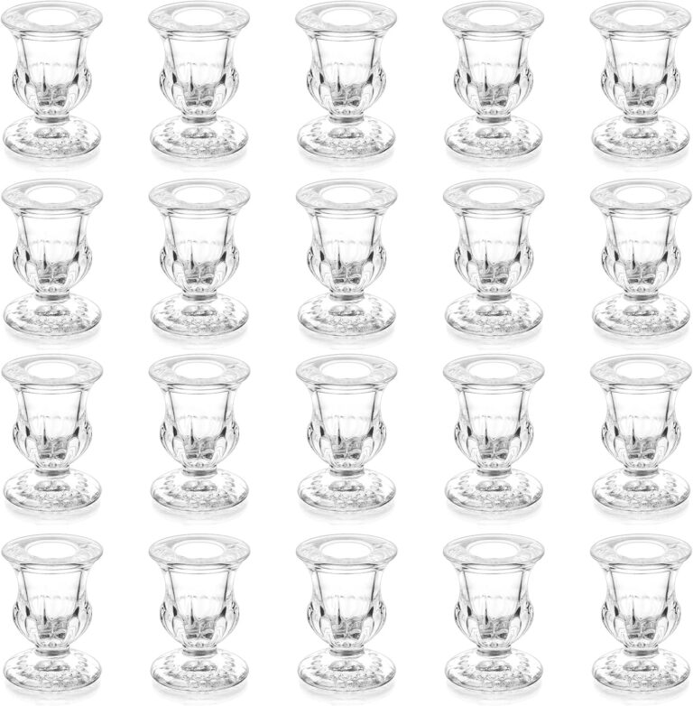 20 Pcs Glass Taper Candle Holders - Romadedi Clear Small Candlestick Holder Bulk, Thicker Glass Candle Sticks Set for Wedding Christmas Party Dining Table Table Centerpiece Decor