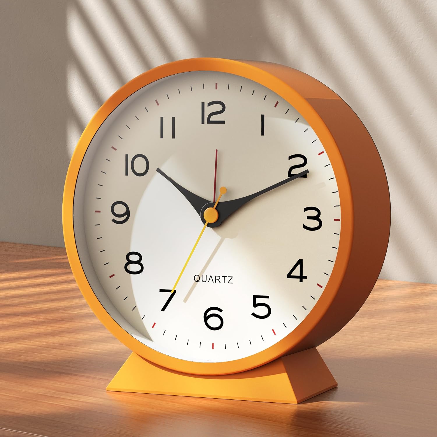 AYRELY 4.5" Analog Alarm Clock,Small Retro Desk Clock Battery Operated,Silent Metal Table Clock with Light for Living Room Decor,Bedroom,Bedside,Shelf (Orange-Yellow) AYRELY 4.5" Analog Alarm Clock,Small Retro Desk Clock Battery Operated,Silent Metal Table Clock with Light for Living Room Decor,Bedroom,Bedside,Shelf (Orange-Yellow)