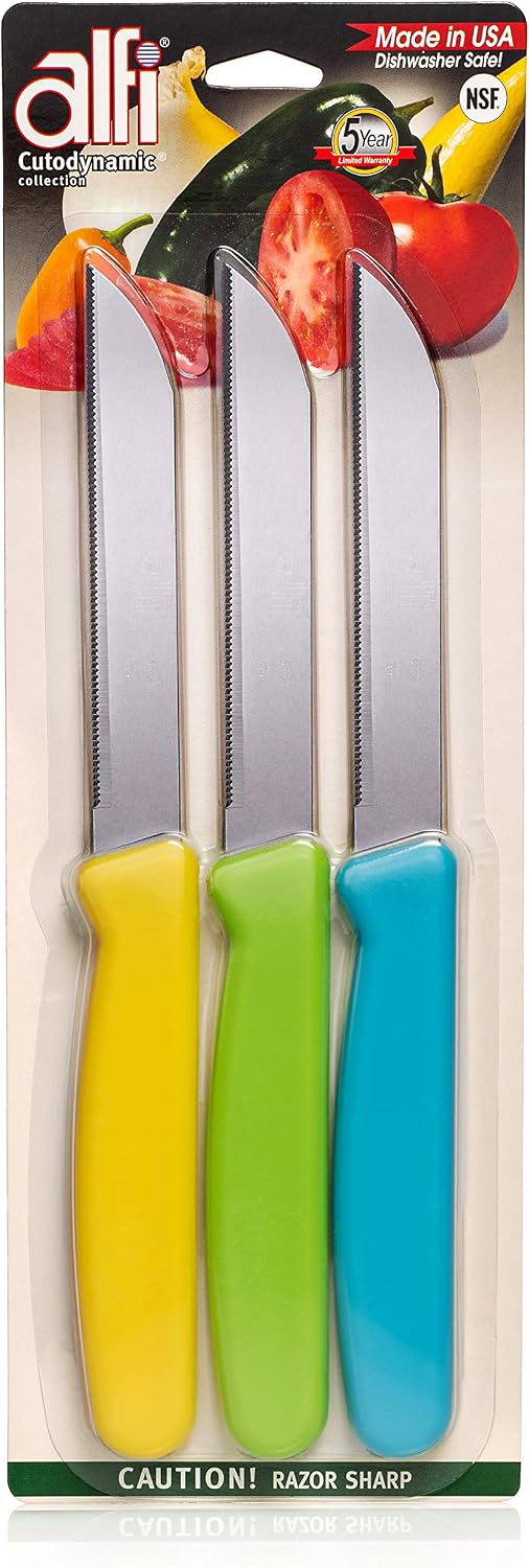 Alfi All-Purpose Knives Aerospace Precision Pointed Tip - Home And Kitchen Supplies - Serrated Steak Knives Set | Made in USA (Multicolor) Alfi All-Purpose Knives Aerospace Precision Pointed Tip - Home And Kitchen Supplies - Serrated Steak Knives Set | Made in USA (Multicolor)