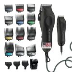 Wahl USA Pro Series Platinum Corded Clipper & Corded Trimmer for Home Haircutting with Color Coded Guide Combs  Model 79804-100