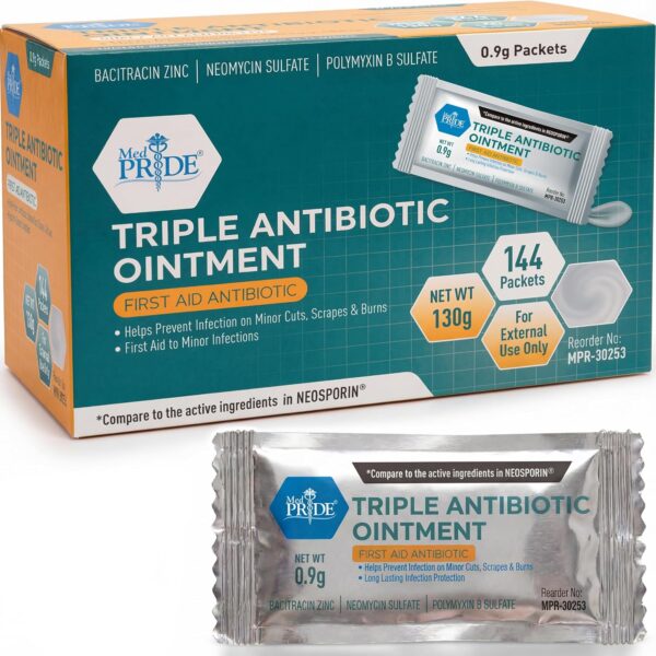 MED PRIDE Triple Antibiotic Ointment Packets, First Aid Cream, 144-Count