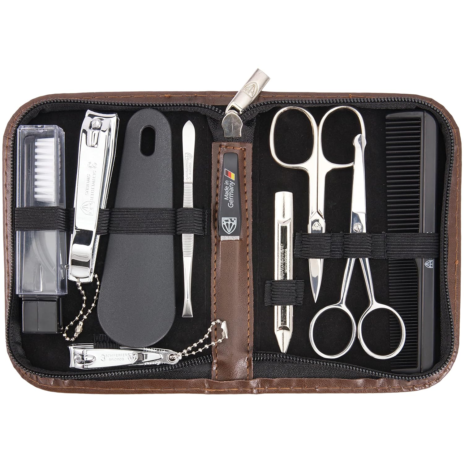 3 Swords Germany - brand quality 10 piece manicure pedicure grooming kit set for professional finger & toe nail care tweezers file clipper fashion leather case in gift box, Made by 3 Swords (01610) 3 Swords Germany - brand quality 10 piece manicure pedicure grooming kit set for professional finger & toe nail care tweezers file clipper fashion leather case in gift box, Made by 3 Swords (01610)