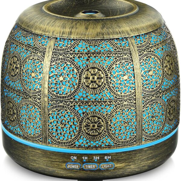 ARVIDSSON Essential Oil Diffuser 500ml, Aromatherapy Diffuser for Home, Ultrasonic Diffusers for Essential Oils, Metal Oil Diffuser with 7 Color LED Lights, Mist Timer and Auto Shut-Off Function