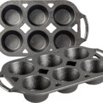 Lodge Seasoned Cast Iron Muffin Pan Set - Six-Well Bakeware Set for Muffins, Cupcakes, Cornbread & Homemade Favorites - Includes Looped Handles - 2-Pack