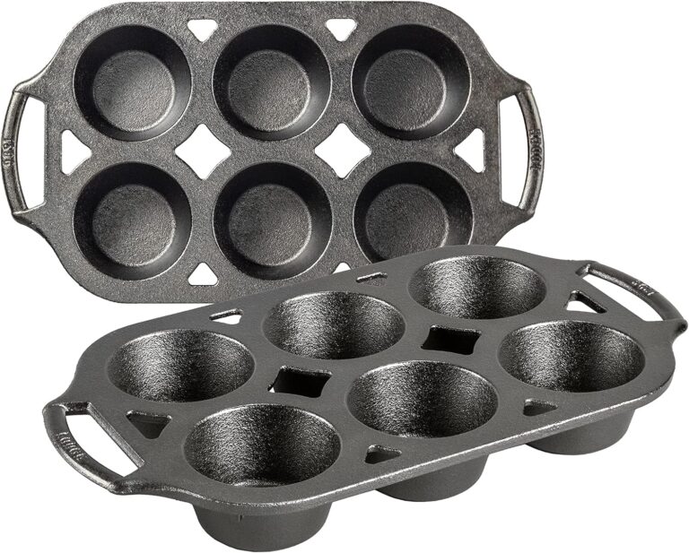 Lodge Seasoned Cast Iron Muffin Pan Set - Six-Well Bakeware Set for Muffins, Cupcakes, Cornbread & Homemade Favorites - Includes Looped Handles - 2-Pack