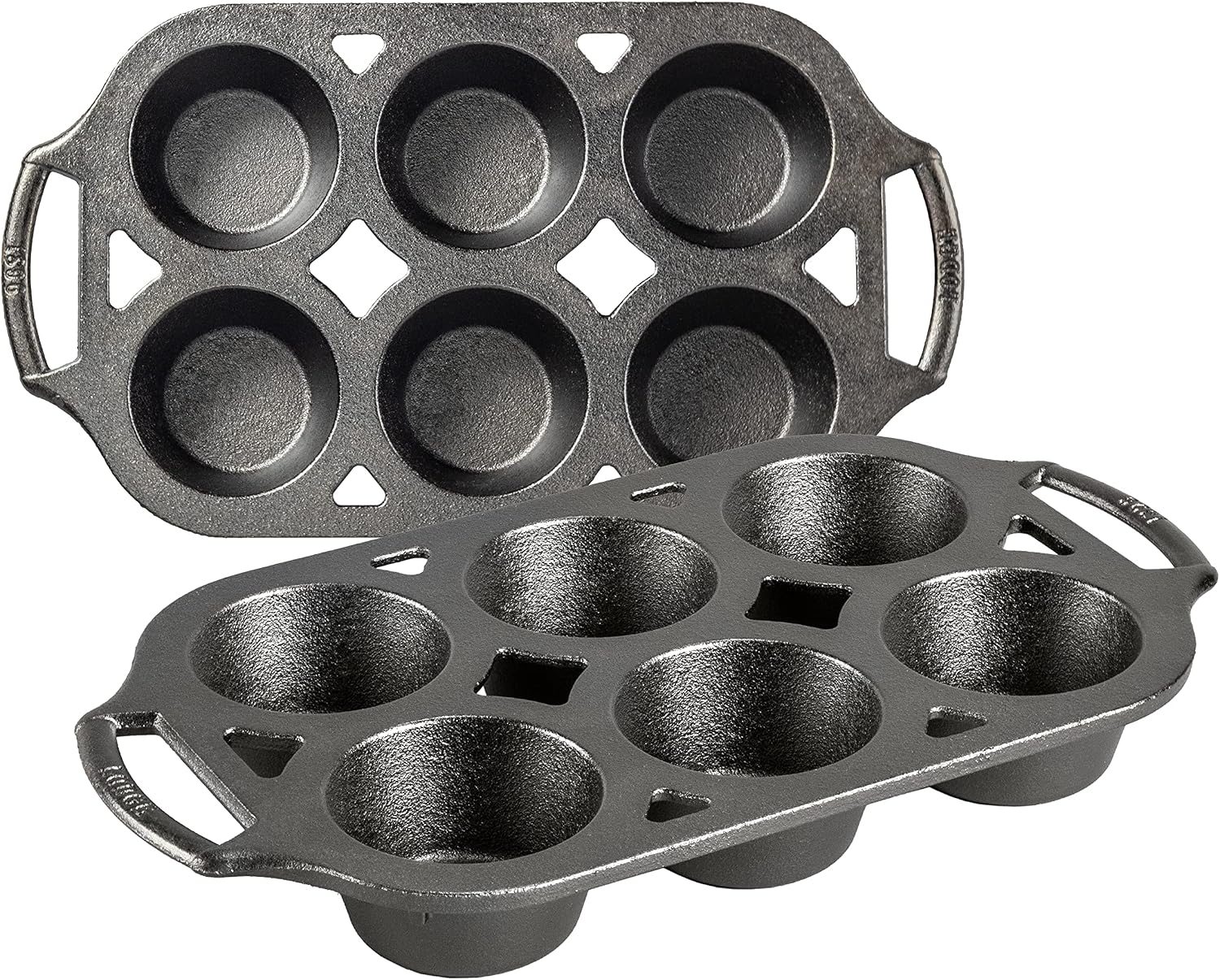 Lodge Seasoned Cast Iron Muffin Pan Set - Six-Well Bakeware Set for Muffins, Cupcakes, Cornbread & Homemade Favorites - Includes Looped Handles - 2-Pack Lodge Seasoned Cast Iron Muffin Pan Set - Six-Well Bakeware Set for Muffins, Cupcakes, Cornbread & Homemade Favorites - Includes Looped Handles - 2-Pack