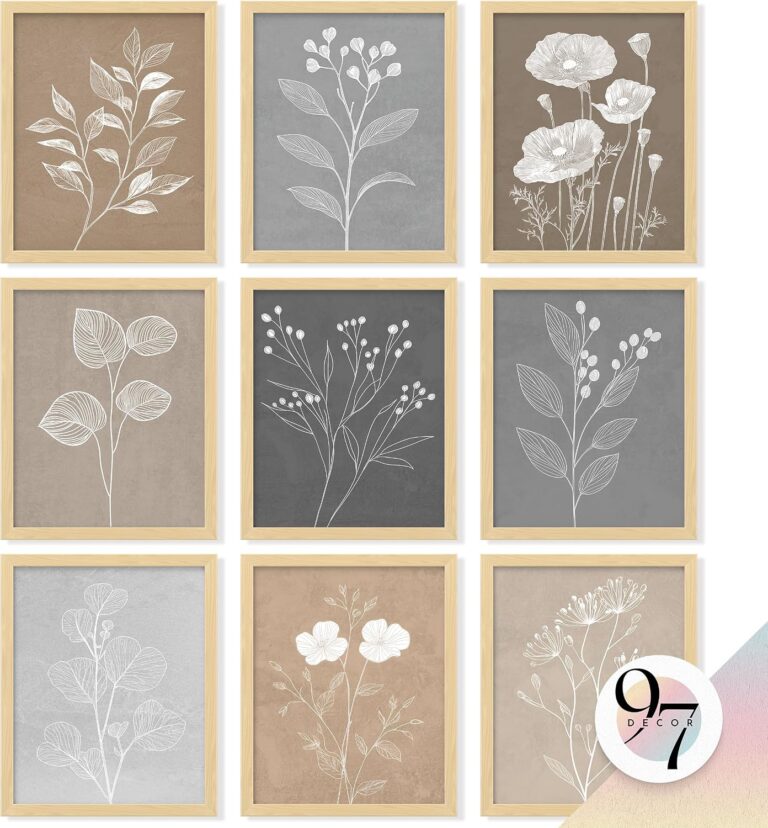 97 Decor Vintage Botanical Wall Art - Retro Floral Wall Art Posters, Farmhouse Pictures Wall Decor, Vintage Botanical Prints For Home Bedroom Office Decorations (8x10 Unframed)