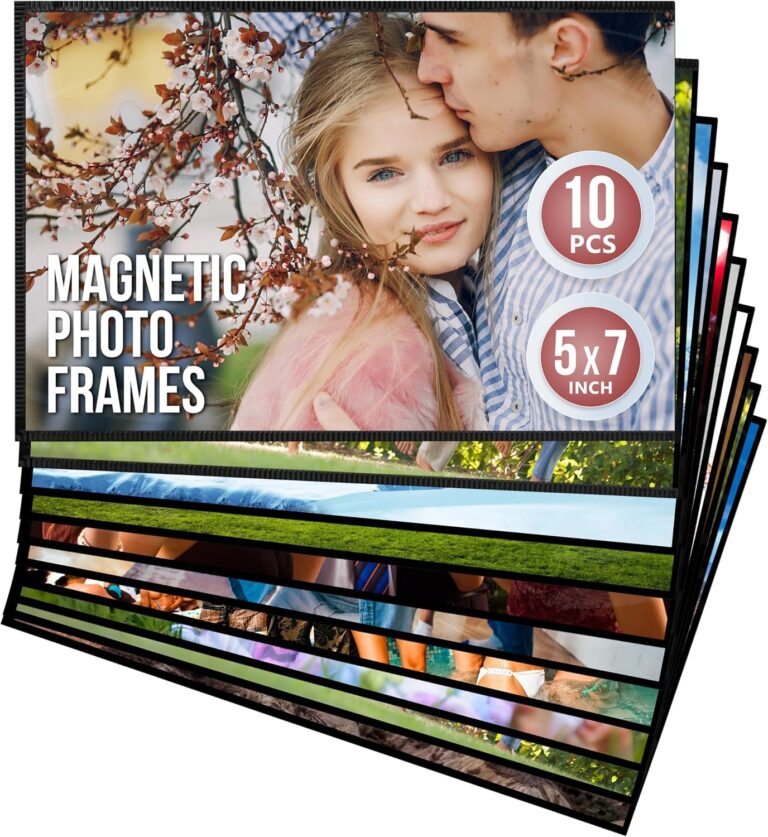 10 Pack 5x7 Magnetic Picture Frames for Refrigerator - Magnet Picture Frames for Fridge - Magnetic Photo Sleeves - Magnetic Photo Frames - Magnetic Picture Holder - Locker Magnet Frames